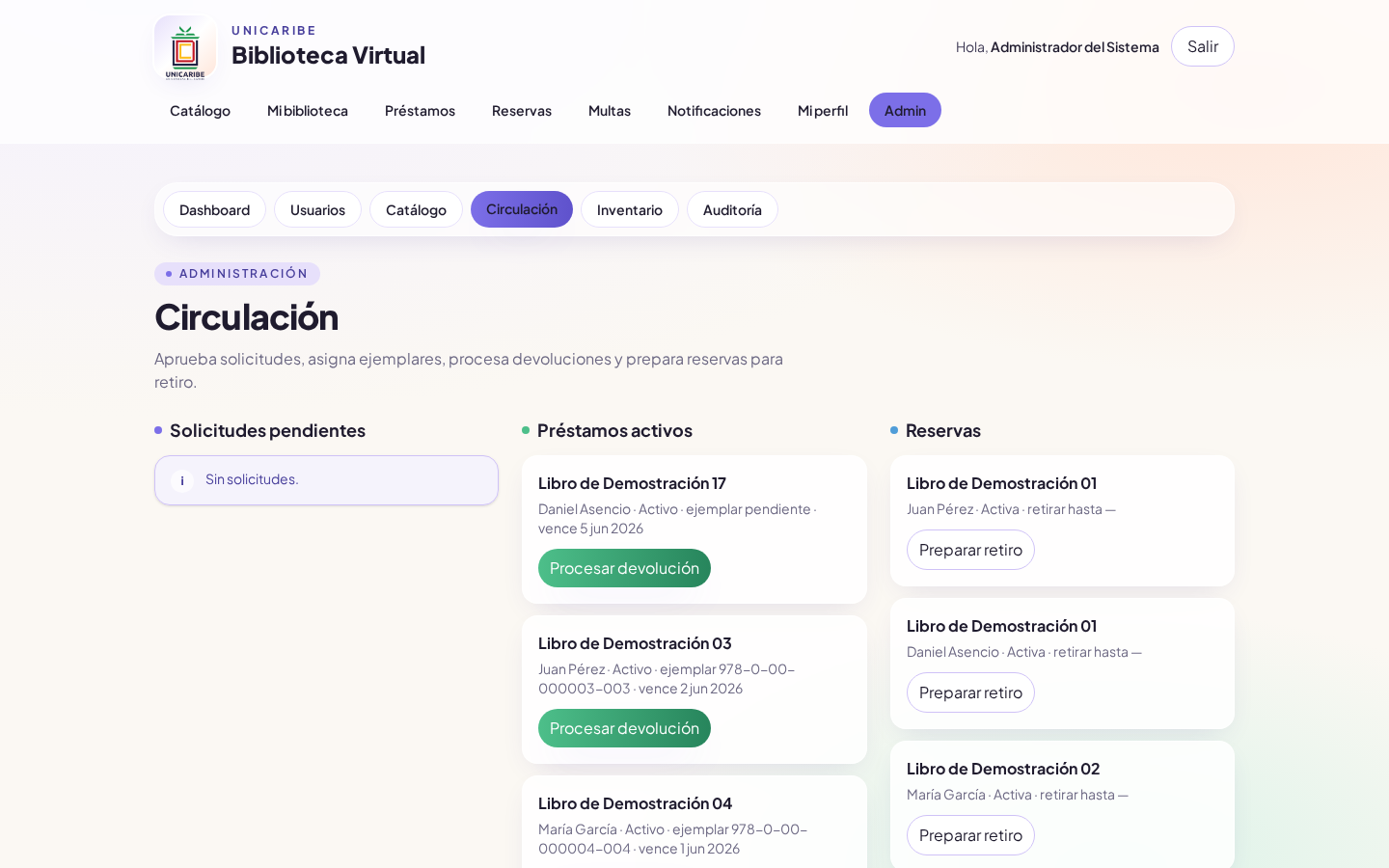 Admin Circulaci&oacute;n